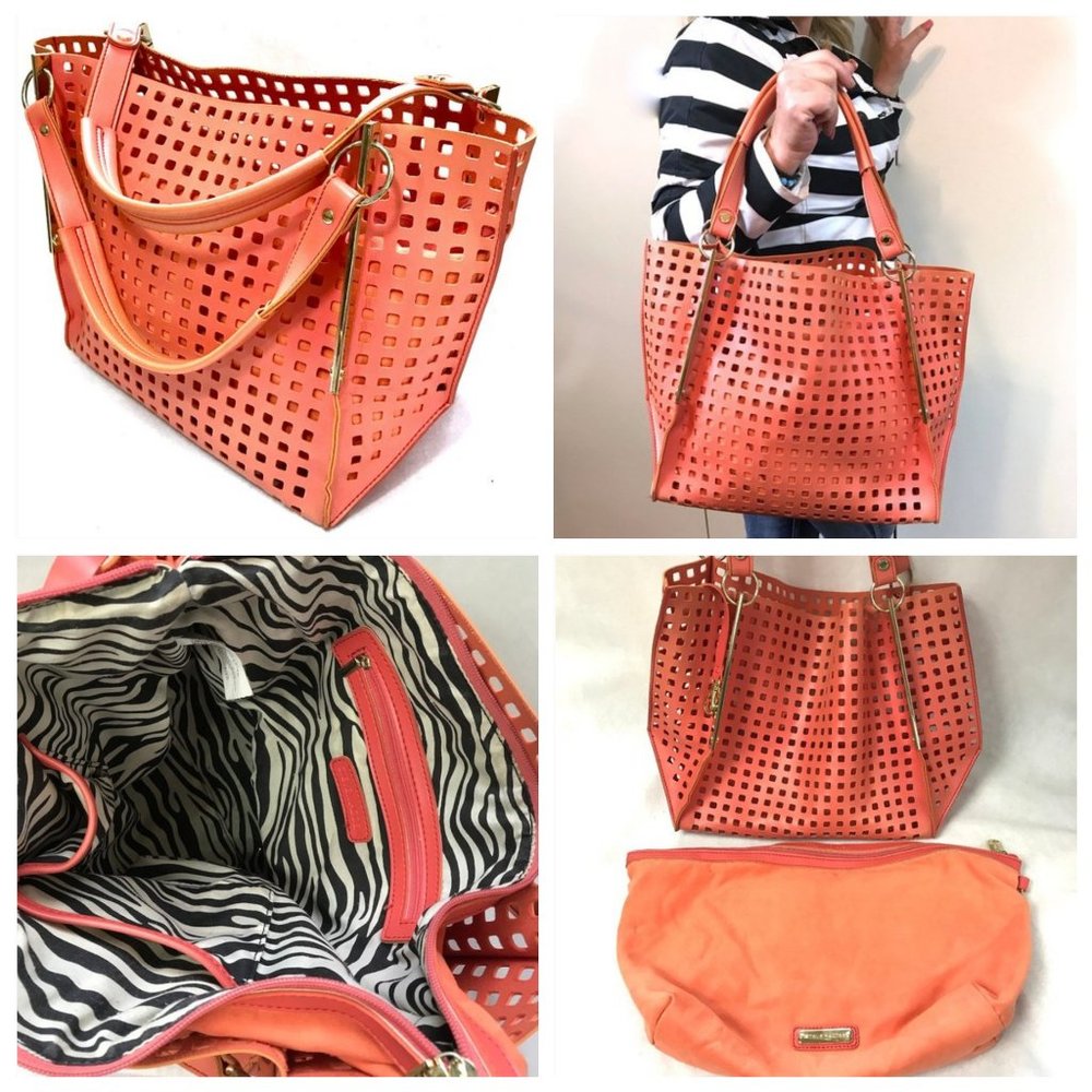 Steven Madden XL Orange Perforeted Bag w/Pouch